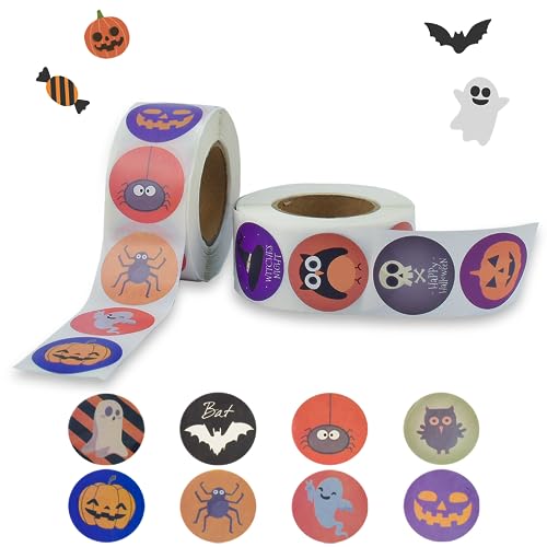 Kleemeiero 1000 Stück Halloweens Aufkleber Halloween Sticker Halloween-Kürbis-Fledermaus-Spinnen-Aufkleber Rolle Selbstklebende Kürbisaufkleber Aufkleber Backetikett für Halloween Party Favors Decor Kleemeiero 1000 Stück Halloweens Aufkleber Halloween Sticker Halloween-Kürbis-Fledermaus-Spinnen-Aufkleber Rolle Selbstklebende Kürbisaufkleber Aufkleber Backetikett für Halloween Party Favors Decor von Kleemeiero