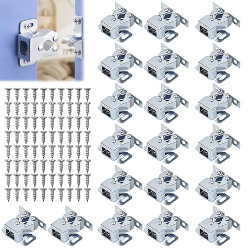 Kleemeiero 20 Stück Möbelschnäpper Türschnapper Schnappverschluss Doppel Rollenschnäpper für Schrank Ball Roller Catch Verschluss balkontür Schnäpper Schrank Verriegelung Scharniere für Schranktüren von Kleemeiero