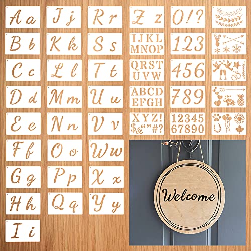 Kleemeiero 40 Stück Schablone Buchstaben Malschablonen PET Kunststoff Zeichenschablonen Buchstaben Stencil Stanzschablone 11 * 17cm ABC Alphabet Schablonen Zahlenschablonen für Kinder DIY Malerei von Kleemeiero