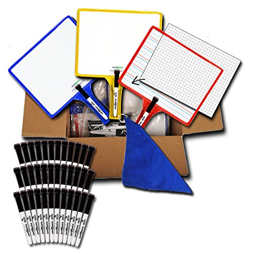 KleenSlate Whiteboard, doppelseitig, anpassbar, mit klarer, trocken abwischbarer Hülle für austauschbare Vorlagen und Grafik-Organizer, 36 Mikrofasertücher mit Buchbinderringen und 36 Markern, 36 von KleenSlate