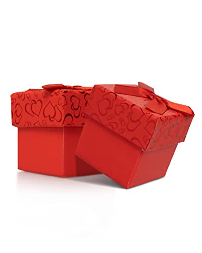 Kleenes Traumhandel Geschenkboxen-Set - 30 Stück - Karton mit Satinschleife - Gastgeschenke für Hochzeiten - Geschenk - Schmuckschachtel Rot von Kleenes Traumhandel
