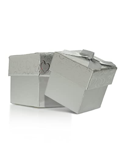 Kleenes Traumhandel Geschenkboxen-Set - 30 Stück - Karton mit Satinschleife - Gastgeschenke für Hochzeiten - Geschenk - Schmuckschachtel Silber von Kleenes Traumhandel