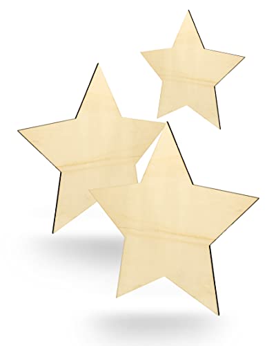 Kleenes Traumhandel Holzstern - Stern aus Holz - Wanddeko Stern - Sternscheiben - Sternform aus Holz für Geburtstag, Hochzeit, Dekoration - (ca. 10 cm, Stern Typ2 3er Set) von Kleenes Traumhandel