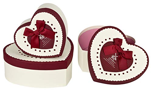 Kleenes Traumhandel Herz-Geschenkboxen in Bordeaux - Dreier-Set für besondere Anlässe von Kleenes Traumhandel