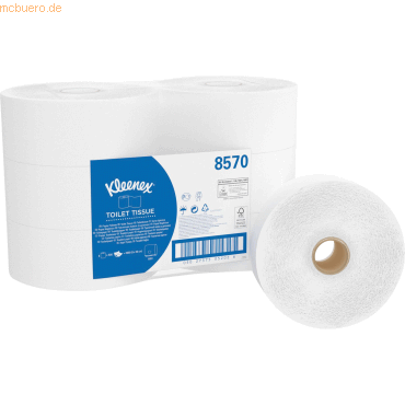 Kleenex Toilettenpapier Jumbo 8570 2-lagig weiß 500 Blatt 6 Stück Kleenex Toilettenpapier Jumbo 8570 2-lagig weiß 500 Blatt 6 Stück von Kleenex