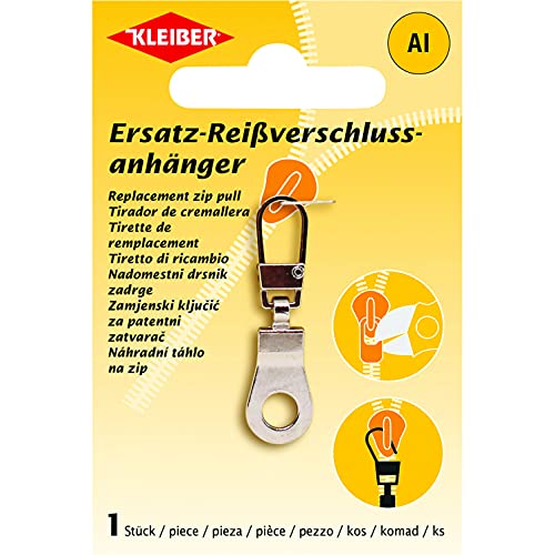 Kleiber + Co. GmbH 69857 Ersatz Reißverschluss-Anhänger, Metall, silber, 40 x 11,5 mm von Kleiber + Co. GmbH