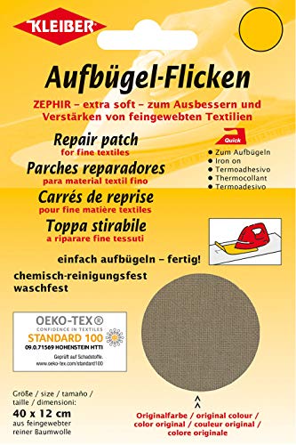 Kleiber + Co.GmbH Aufbügel-Flicken Zephir, Hellbraun, Baumwolle, ca. 40 cm x 12 cm Kleiber + Co.GmbH Aufbügel-Flicken Zephir, Hellbraun, Baumwolle, ca. 40 cm x 12 cm von Kleiber