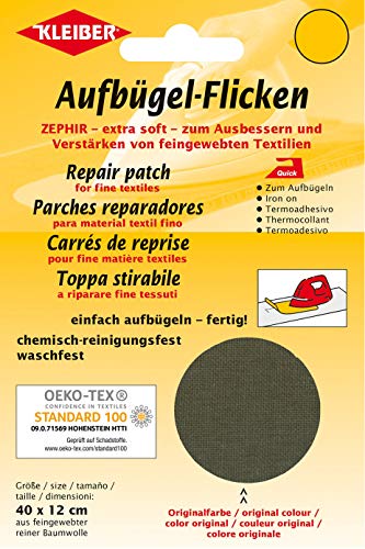 Kleiber + Co.GmbH Aufbügel-Flicken Zephir, Khaki, ca. 40 cm x 12 cm von Kleiber