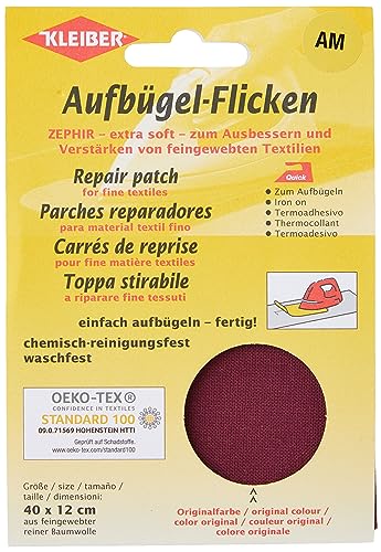 Kleiber + Co.GmbH Aufbügel-Flicken Zephir, weinrot, ca. 40 cm x 12 cm von Kleiber