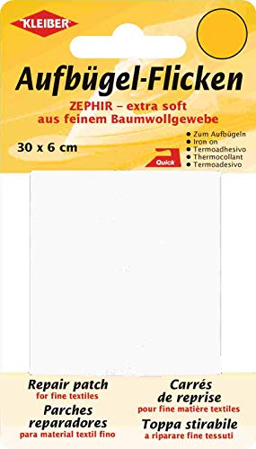 Kleiber + Co.GmbH Aufbügel-Flicken Zephir Aufbügelflicken, Baumwolle, weiß, 30 x 6 x 0.3 cm von Kleiber