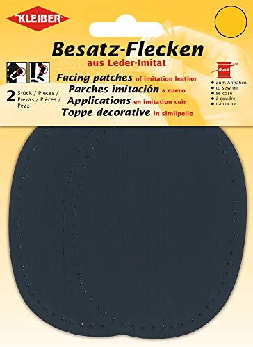 Kleiber + Co.GmbH Besatz-Flecken oval, Baumwolle, Leder, Polyurethan, Dunkelblau, 11x8,5 cm von Kleiber