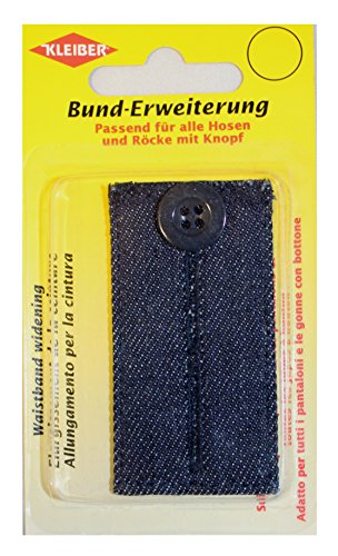 Kleiber + Co.GmbH Bunderweiterung, 100% Baumwolle, 66 Jeansblau/Knopf, Größe: ca. 35 mm x 70 mm von Kleiber