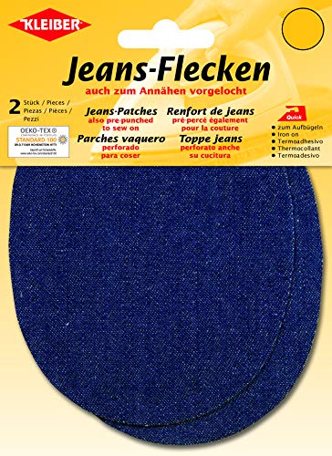 Kleiber + Co.GmbH Jeans-Bügelflecken oval, dunkelblau, ca. 13 cm x 10 cm Kleiber + Co.GmbH Jeans-Bügelflecken oval, dunkelblau, ca. 13 cm x 10 cm von Kleiber