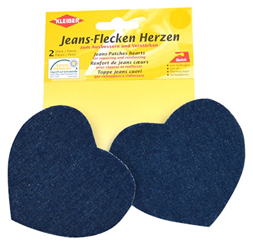 Kleiber + Co.GmbH Jeans-Flecken Herzen, blau, ca. 8,5 cm x 10,5 cm von Kleiber