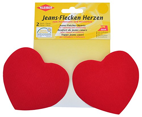 Kleiber + Co.GmbH Jeans-Flecken Herzen, ca. 8,5 cm x 10,5 cm, Rot von Kleiber