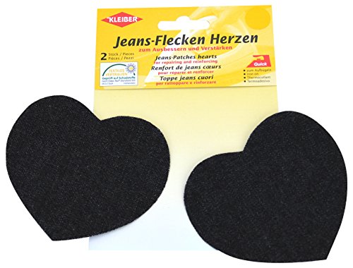 Kleiber + Co.GmbH Jeans-Flecken Herzen, Baumwolle, schwarz, ca. 8,5 cm x 10,5 cm von Kleiber