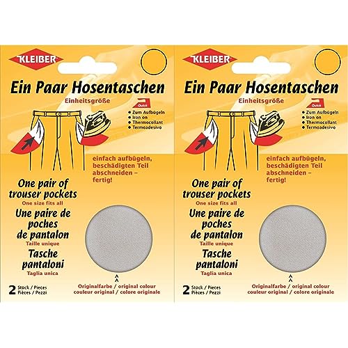 Kleiber + Co.GmbH Quick-EIN-Paar-Hosentasche, 50% Baumwolle/50% Polyester, 02 Hellgrau, 18,5 cm x 16 cm (Packung mit 2) von Kleiber