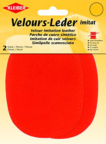 Kleiber + Co.GmbH Velour-Leder-Imitat klein, Leather, Rot, ca. 13 cm x 10 cm von Kleiber