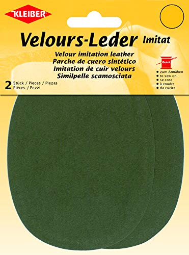 Kleiber Ovaler Flicken aus Velours-Lederimitat, olivgrün von Kleiber