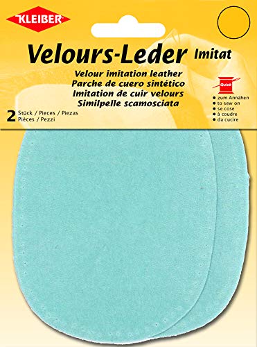 Kleiber + Co.GmbH Velour-Leder-Imitat klein, 38% Polyacryl/32% Baumwolle/30% Viskose, Blau, Mittel von Kleiber