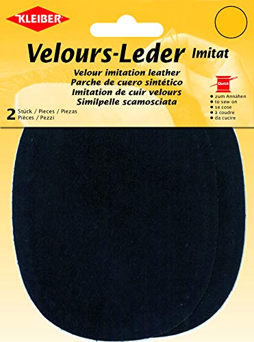 Kleiber + Co.GmbH Velour-Leder-Imitat klein, 38% Polyacryl/32% Baumwolle/30% Viskose, dunkelblau, ca. 13 cm x 10 cm von Kleiber