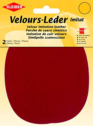 Kleiber + Co.GmbH Velour-Leder-Imitat klein, Rot, ca. 13 cm x 10 cm von Kleiber