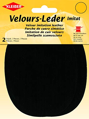 Kleiber + Co.GmbH Velour-Leder-Imitat klein, Schwarz, ca. 13 cm x 10 cm von Kleiber