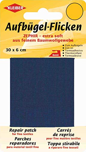 Kleiber 30 x 6 cm Extra weiches, feines Baumwollausbesserungsband zum Aufbügeln, dunkelblau Kleiber 30 x 6 cm Extra weiches, feines Baumwollausbesserungsband zum Aufbügeln, dunkelblau von Kleiber