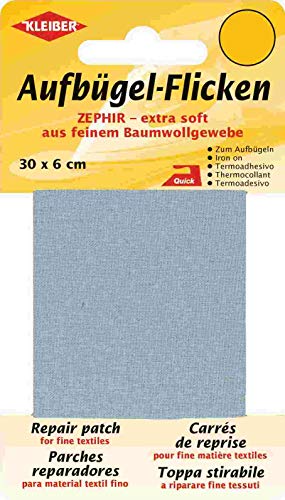 Kleiber + Co.GmbH Zephir Aufbügelflicken, Baumwolle, hellgrau, 30 x 6 x 0.3 cm von Kleiber