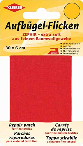 Kleiber 30 x 6 cm Extra weiches, feines Baumwollausbesserungsband zum Aufbügeln, rot Kleiber 30 x 6 cm Extra weiches, feines Baumwollausbesserungsband zum Aufbügeln, rot von Kleiber
