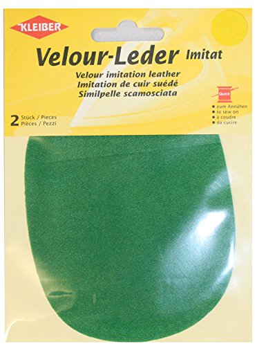 Kleiber 12,5 x 10 cm Ovaler Knie-/Ellbogenflicken aus Velours-Lederimitat zum Annähen, grün von Kleiber