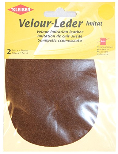 Kleiber 12,5 x 10 cm Ovaler Knie-/Ellbogenflicken aus Velours-Lederimitat zum Annähen, kastanienbraun von Kleiber