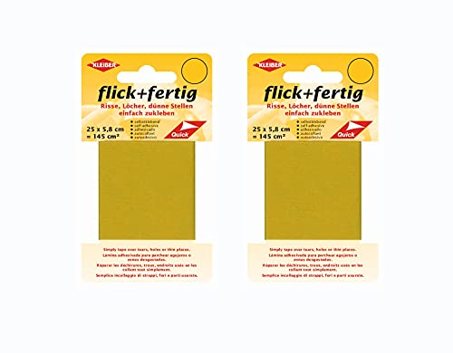 Kleiber 2er Set Flicken Flick+Fertig Gelb 2x145 cm² Selbstklebend Reparatur Nylon Camping Freizeit 25 x 5,8 cm von Kleiber