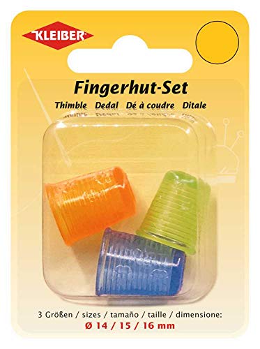 Kleiber 70010 Fingerhut-Set, Kunststoff, blau/grün/orange, Ø 14 mm, 15 mm, 16 mm von Kleiber