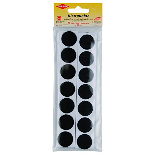 Kleiber 819-03 Klettpunkte selbstklebend, schwarz, 25 mm Breite , 28 Stück von Kleiber