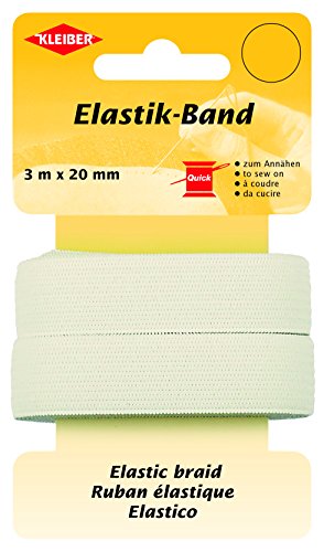 Kleiber Elastik-Band/Breites Gummiband, 65% Polyester, weiß, 300 x 2 x 1 cm von Kleiber