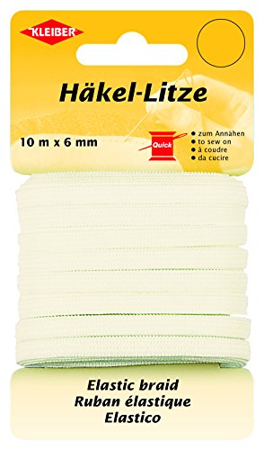 Kleiber Häkel-Litze/Feines Gummiband, 78% Polyester, weiß, 1000 x 0.6 x 0.05 cm von Kleiber