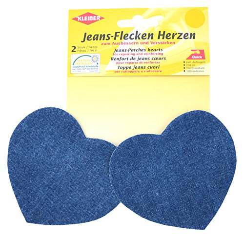 Kleiber + Co.GmbH Jeans-Flecken Herzen, Mittelblau, ca. 8,5 cm x 10,5 cm von Kleiber