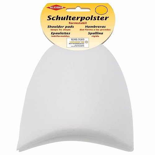 Kleiber KH 7 Haken-und Flauschband Schulterpolster Halbmond, 50% Polyamid, Weiß, 9 x 13 x 4 cm von Kleiber
