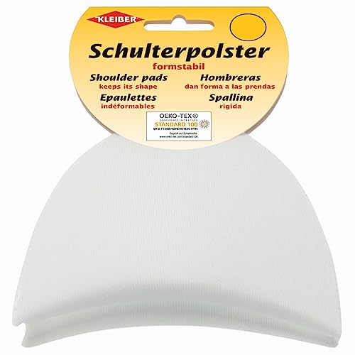 Kleiber KH 8 Haken-und Flauschband Schulterpolster Halbmond, 50% Polyamid, Weiß, 9,5 x 11,5 x 4,5 cm von Kleiber