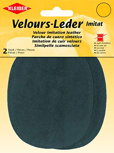 Kleiber Velour-Leder Imitat, 38% Polyacryl/32% Baumwolle/30% Viskose, dunkelgrau, 13 cm x 10 cm von Kleiber