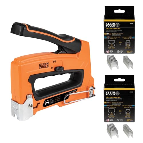 Klein Tools 80154 Hochleistungs-Kabelhefter mit 600 isolierten Heftklammern, 2 Packungen, 300 x 5/16 Zoll und 300 x 11/32 Zoll von Klein Tools