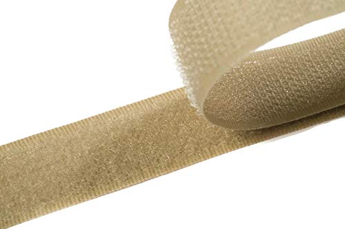 Klettband zum Nähen Dunkelbeige (04), 4 Meter, 20mm breit Flausch & Haken von Klettband zum aufnähen