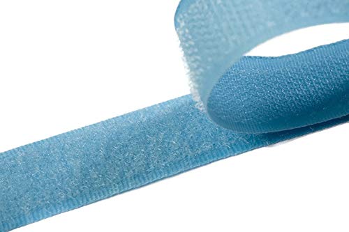 Klettband zum Nähen hellblau (19), 4 Meter, 20mm breit Flausch & Haken von Klettband zum aufnähen