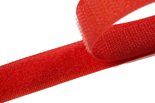 Klettband zum Nähen hochrot (10), 4 Meter, 20mm breit Flausch & Haken 10 von Klettband zum aufnähen