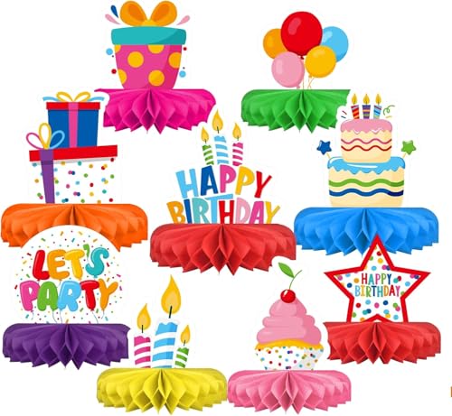 Alles Gute zum Geburtstag Dekorationen Set - bunte Geburtstag Themed Honeycomb Centerpiece, Tischdekoration für Kindergeburtstag Party Supplies (Birthday) von Klhamky