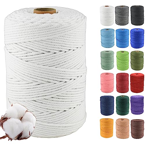 Klhamky 4mm×300m Natur Macrame Baumwollkordel - Baumwoll-Macrame-Seil, 4-fach verdrillt aus 100% natürlicher Baumwolle für handgemachte Wandbehänge, DIY, Basteln, Stricken Klhamky 4mm×300m Natur Macrame Baumwollkordel - Baumwoll-Macrame-Seil, 4-fach verdrillt aus 100% natürlicher Baumwolle für handgemachte Wandbehänge, DIY, Basteln, Stricken von Klhamky