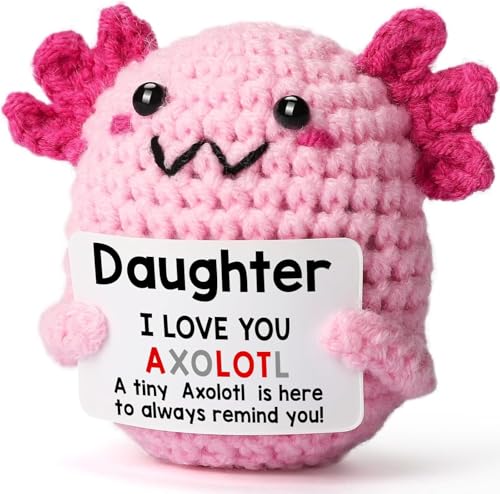 Tochter Geschenke von Mama Papa, Mini Crochet Axolotl von Mutter Vater, am besten für Geburtstag, Weihnachten Stocking Stuffers, Ostern & Valentines, Teenager Mädchen Teenager Geschenke (Rosa) von Klhamky