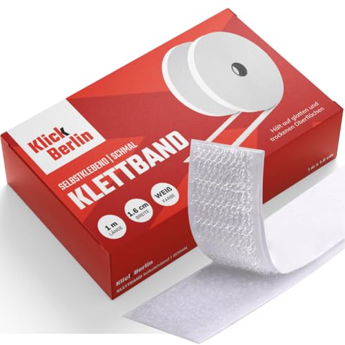 Klick Berlin Klettband selbstklebend Schmal 1,6 cm x 1 m | Klett Klebeband klebt auf vielen Flächen | Klettverschluss | 16 mm breit, 1 Meter lang | Weiß Klick Berlin Klettband selbstklebend Schmal 1,6 cm x 1 m | Klett Klebeband klebt auf vielen Flächen | Klettverschluss | 16 mm breit, 1 Meter lang | Weiß von Klick Berlin