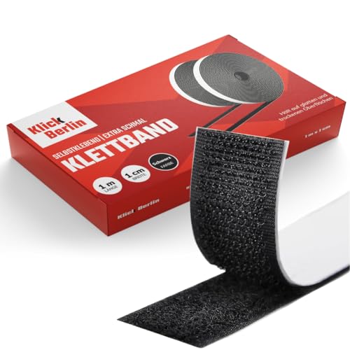 Klick Berlin extra schmales Klettband selbstklebend 1 cm x 1 m | Klett Klebeband klebt auf vielen Flächen | Klettverschluss | 10 mm breit, 1 Meter lang | Schwarz Klick Berlin extra schmales Klettband selbstklebend 1 cm x 1 m | Klett Klebeband klebt auf vielen Flächen | Klettverschluss | 10 mm breit, 1 Meter lang | Schwarz von Klick Berlin